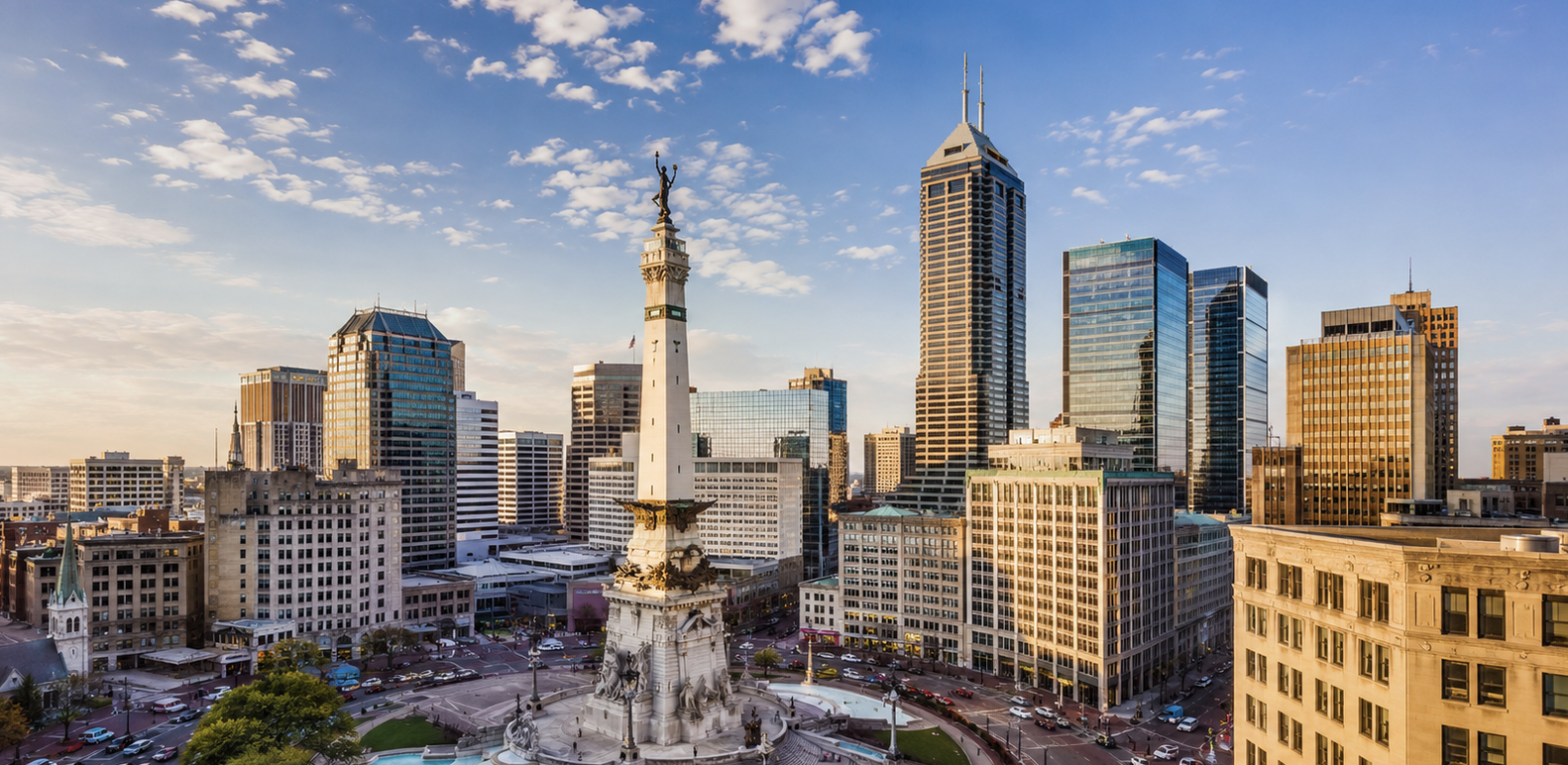 Downtown Indianapolis skyline with Soldiers and Sailors Monument
